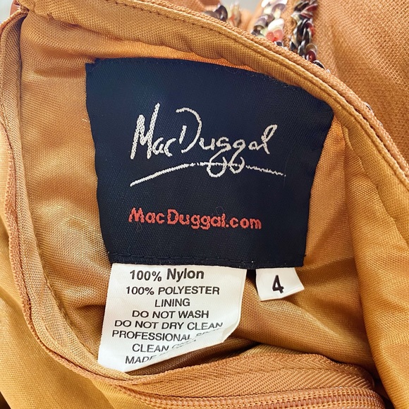 NWT Mac Duggal Copper Embellished Beaded Sequin One Shoulder A-Line Formal Gown - Picture 8 of 8